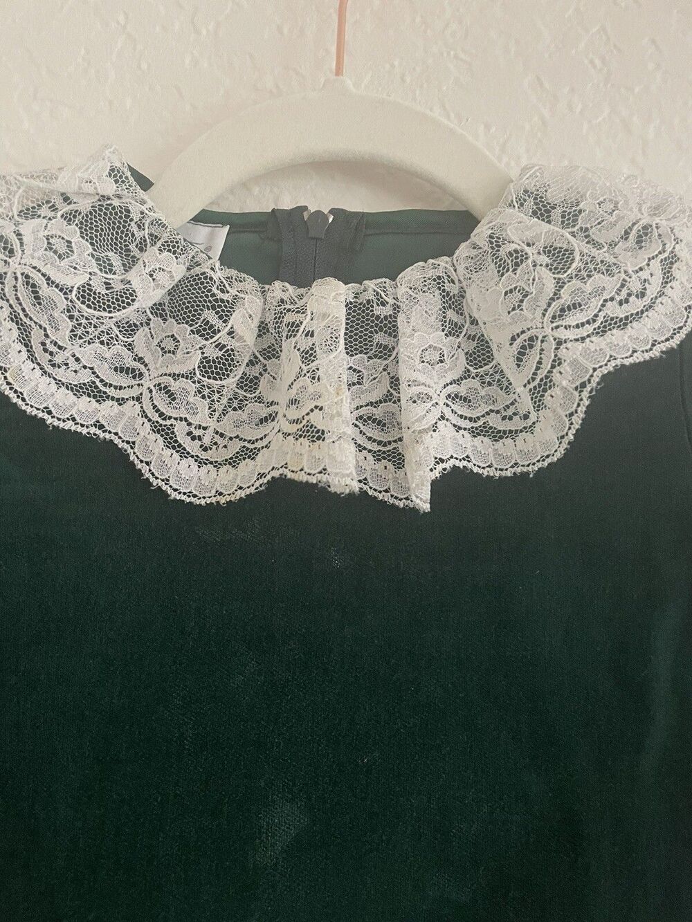 Children’s Vintage Christmas Holiday Dress 2T Velvet Plaid Lace Collar - Picture 5 of 14